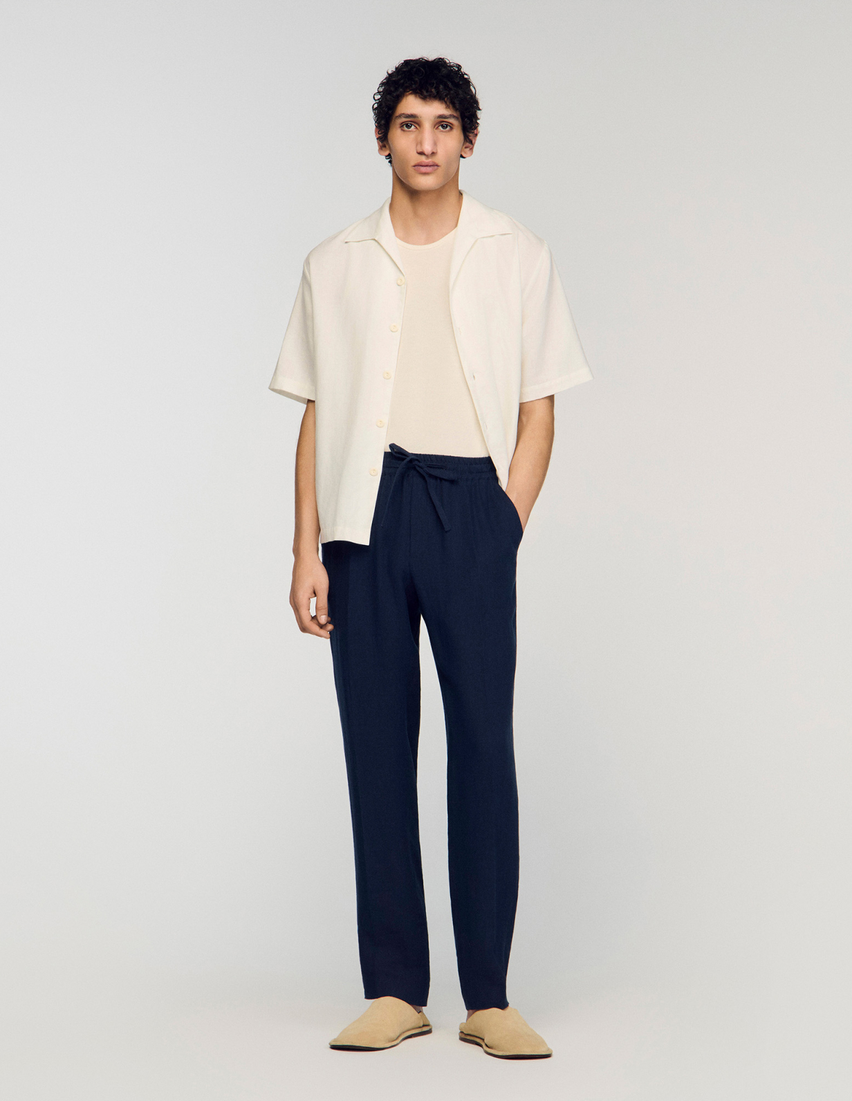 Мужские льняные брюки прямого кроя_2