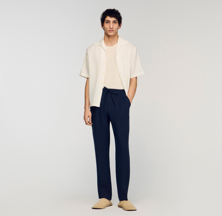 Мужские льняные брюки прямого кроя