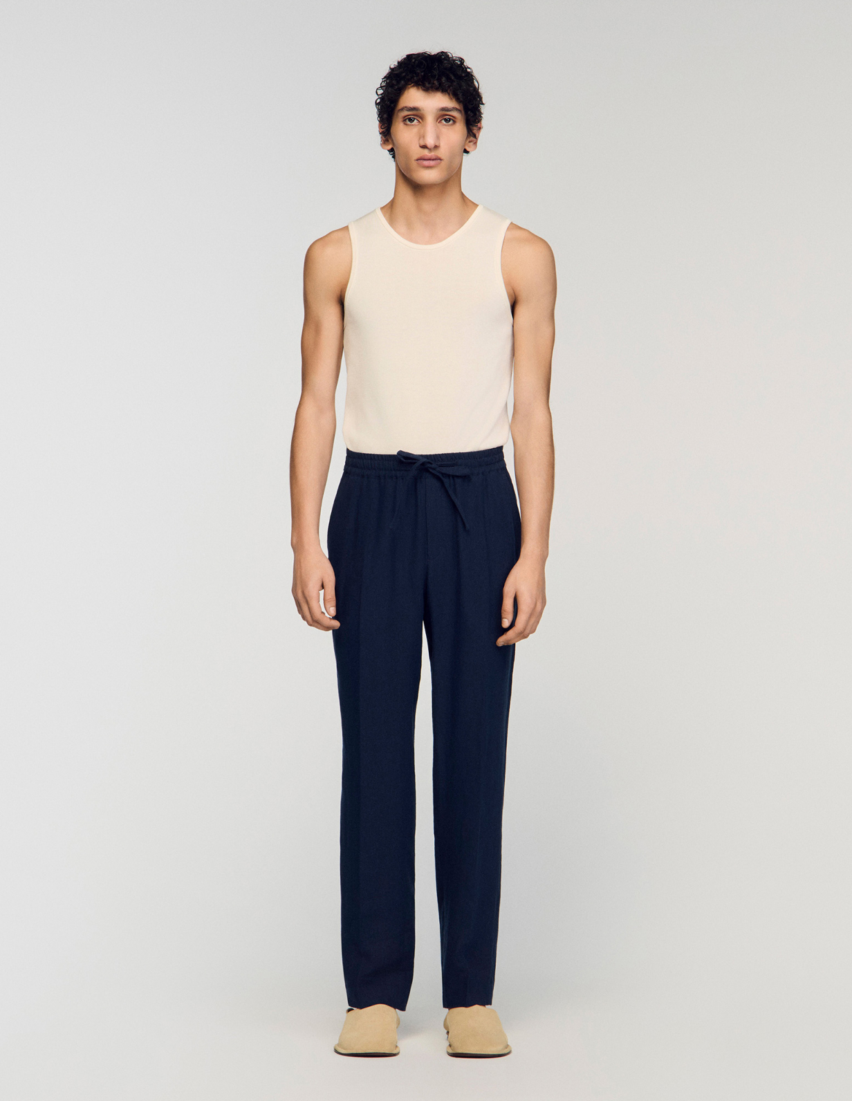 Мужские льняные брюки прямого кроя_3