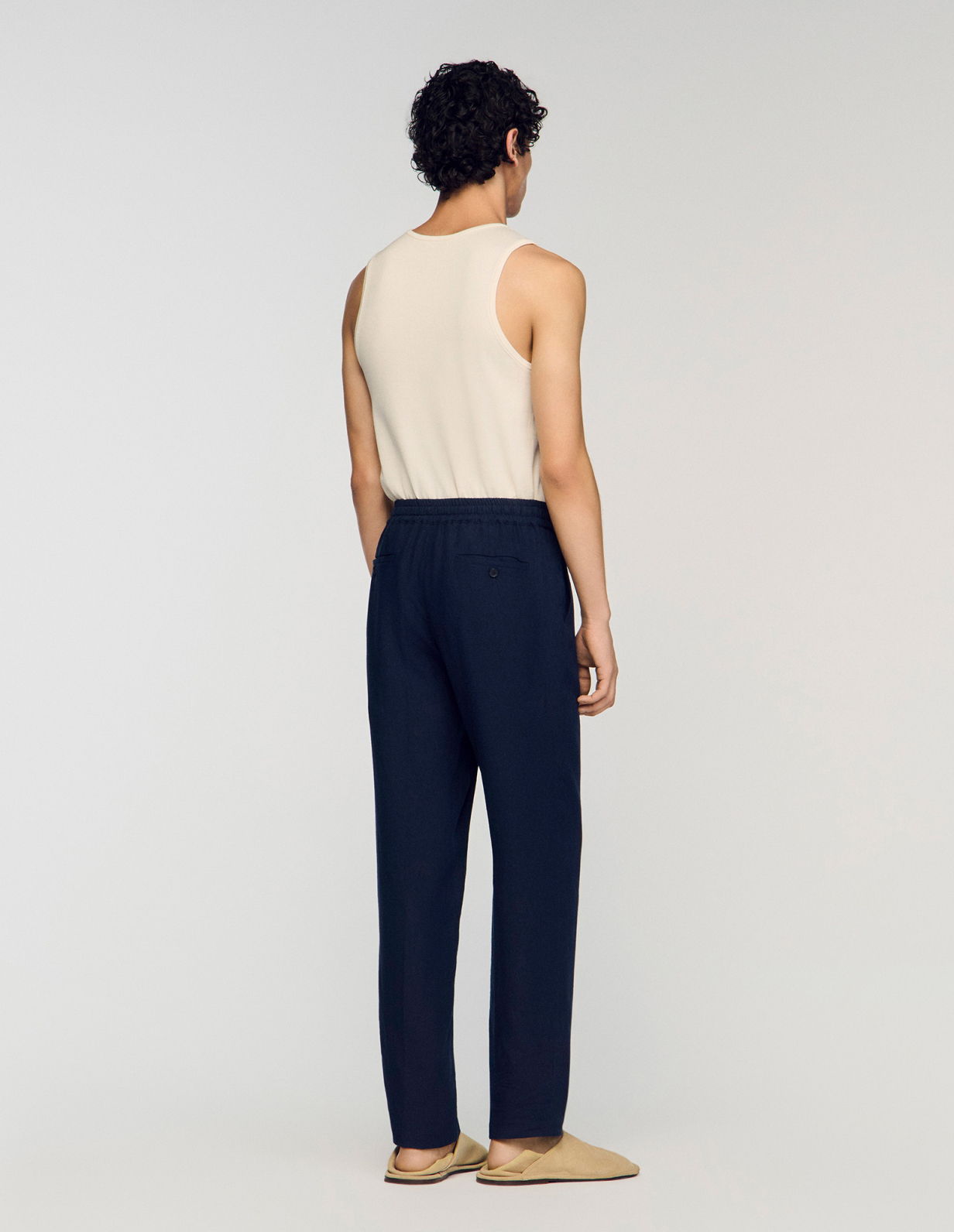 Мужские льняные брюки прямого кроя_6