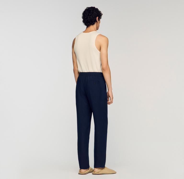 Мужские льняные брюки прямого кроя