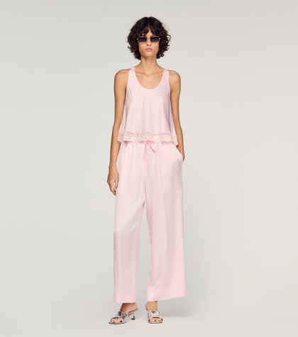 Женский атласный топ с кружевом