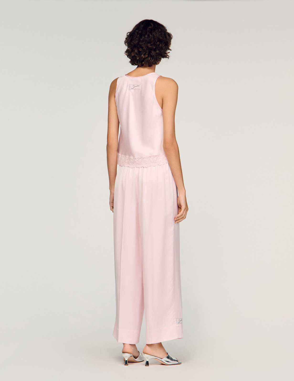 Жіночий атласний топ з мереживом_5