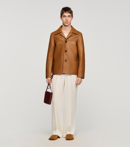 Мужская коричневая кожаная куртка