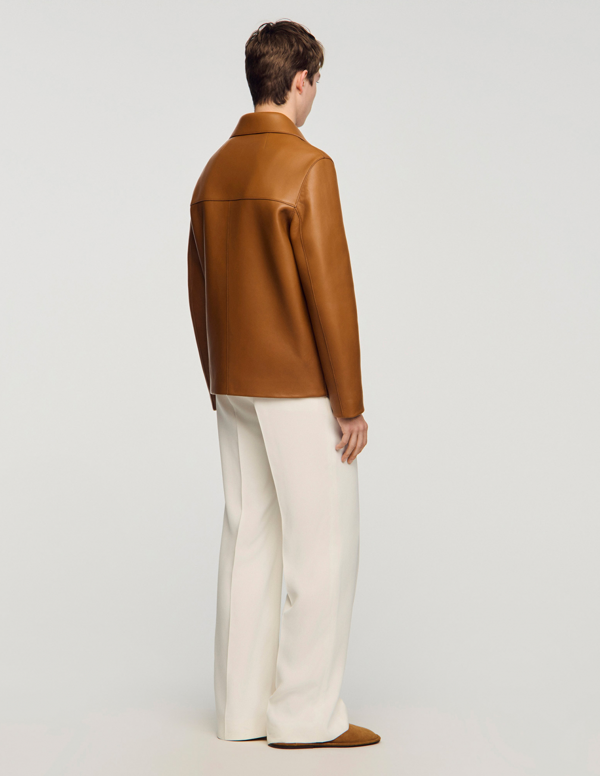 Мужская коричневая кожаная куртка_5