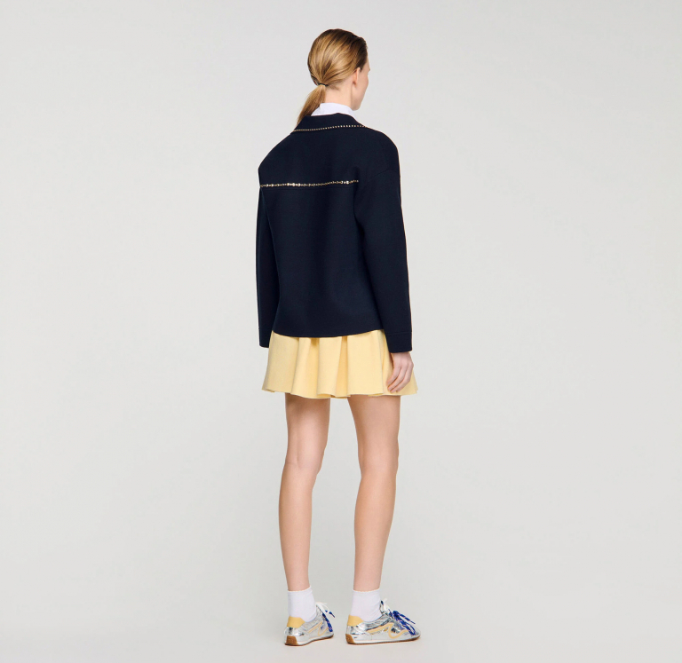 Женский синий кардиган с заклепками