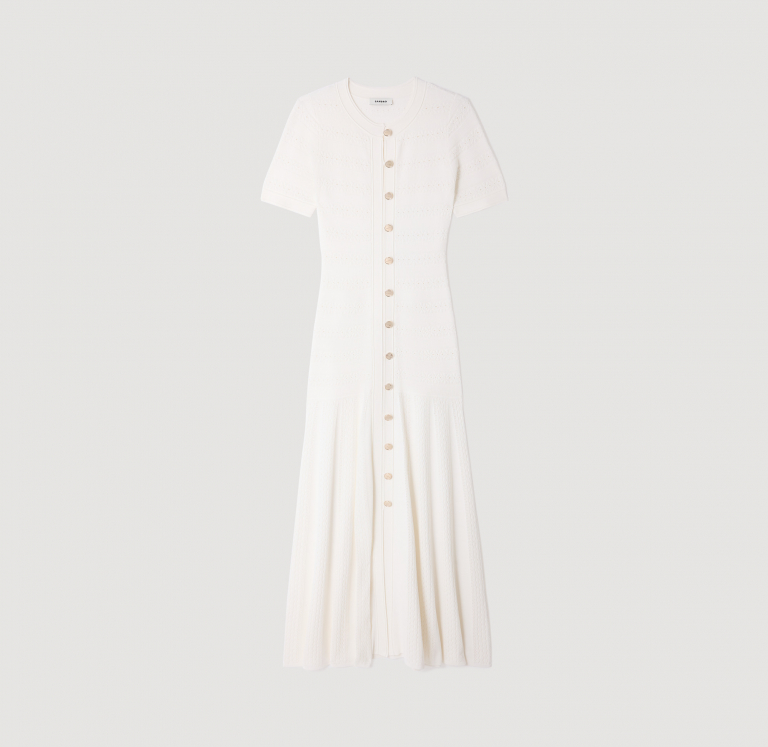 Женское молочное вязаное платье