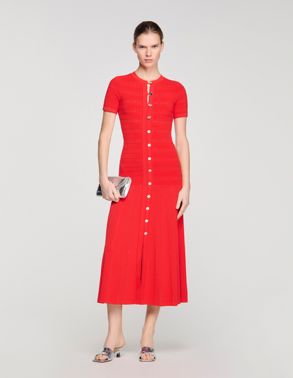 Жіноча червона в'язана сукня_1