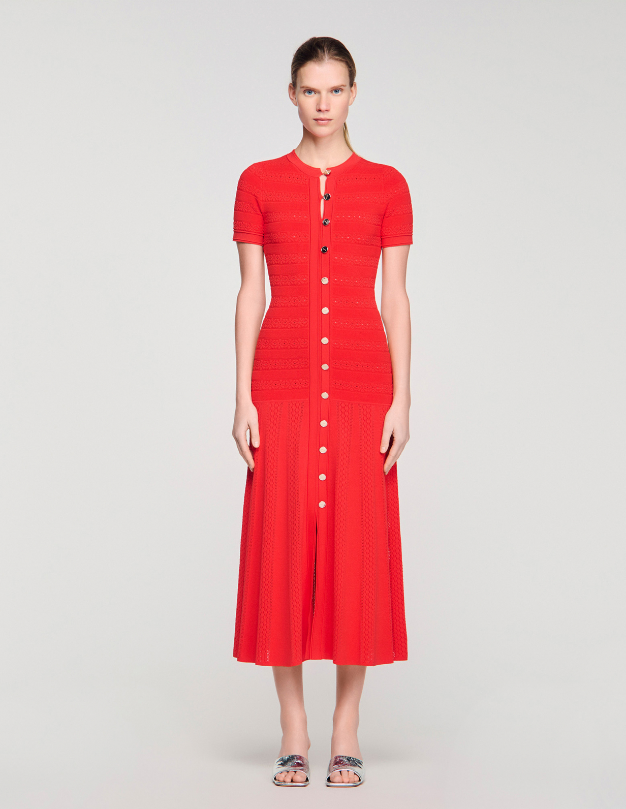 Жіноча червона в'язана сукня_2