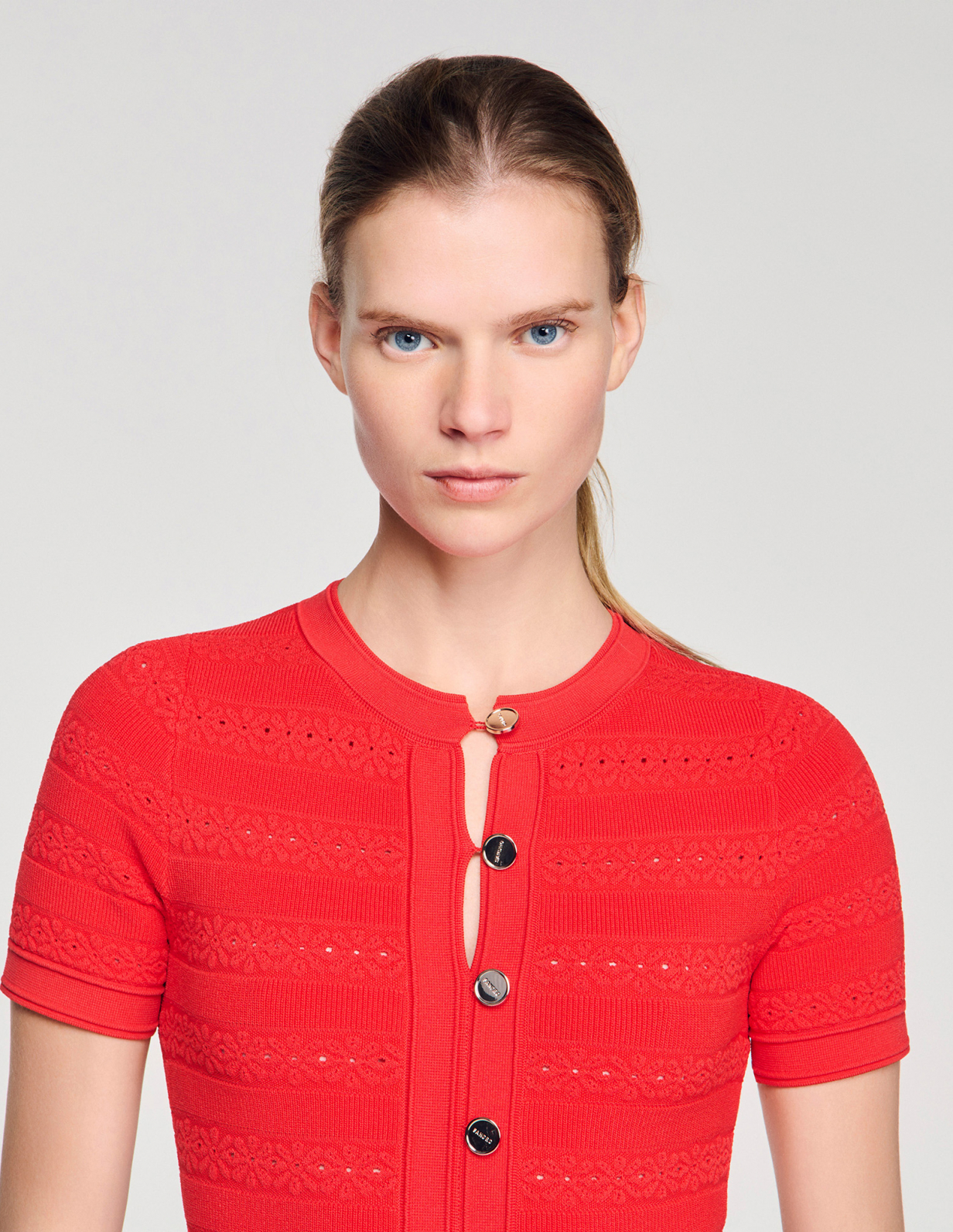 Жіноча червона в'язана сукня_3