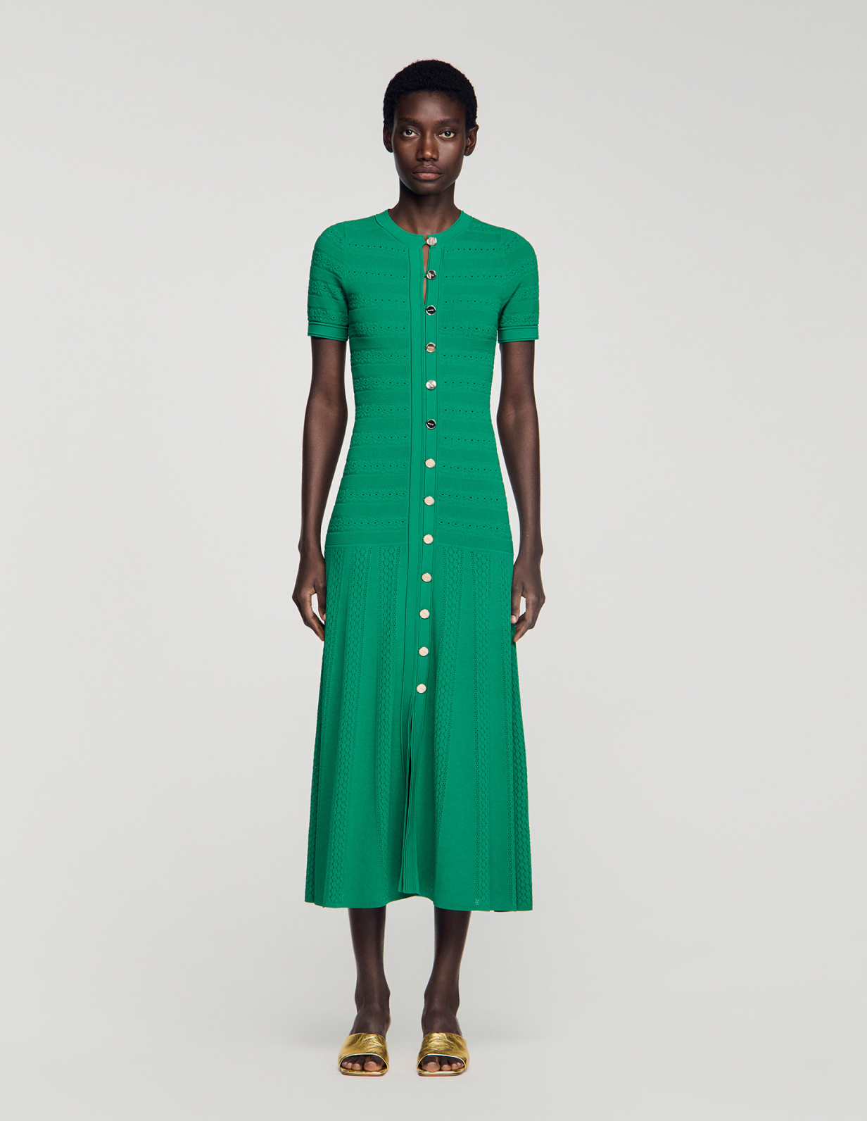 Женское зеленое вязаное платье_2