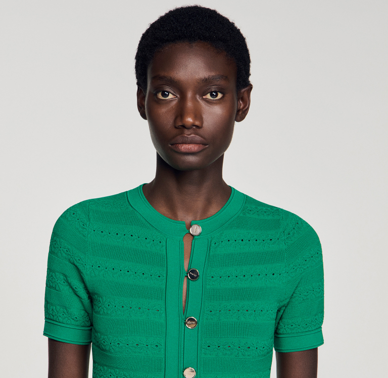 Женское зеленое вязаное платье