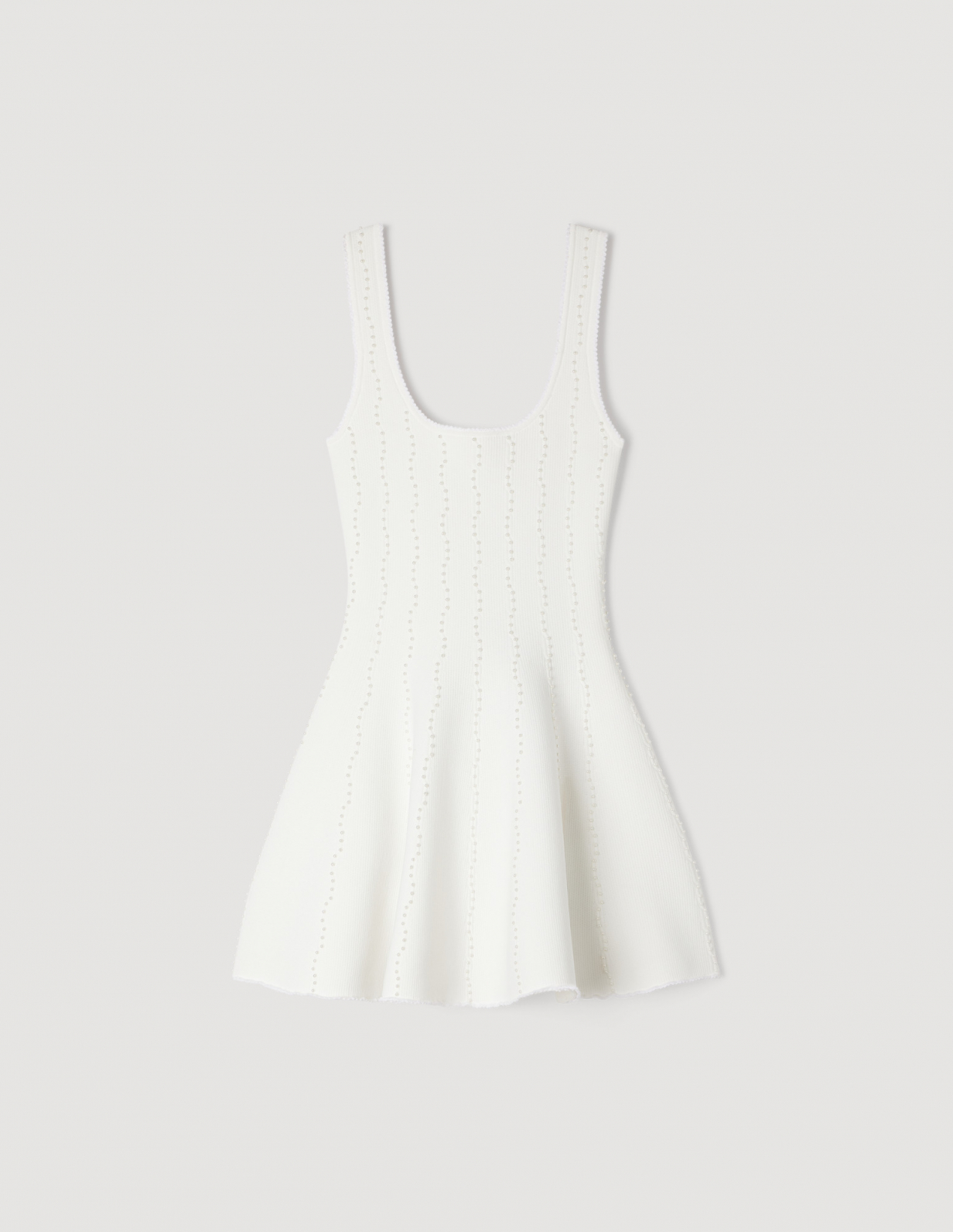 Женское белое вязаное платье с бисером_6