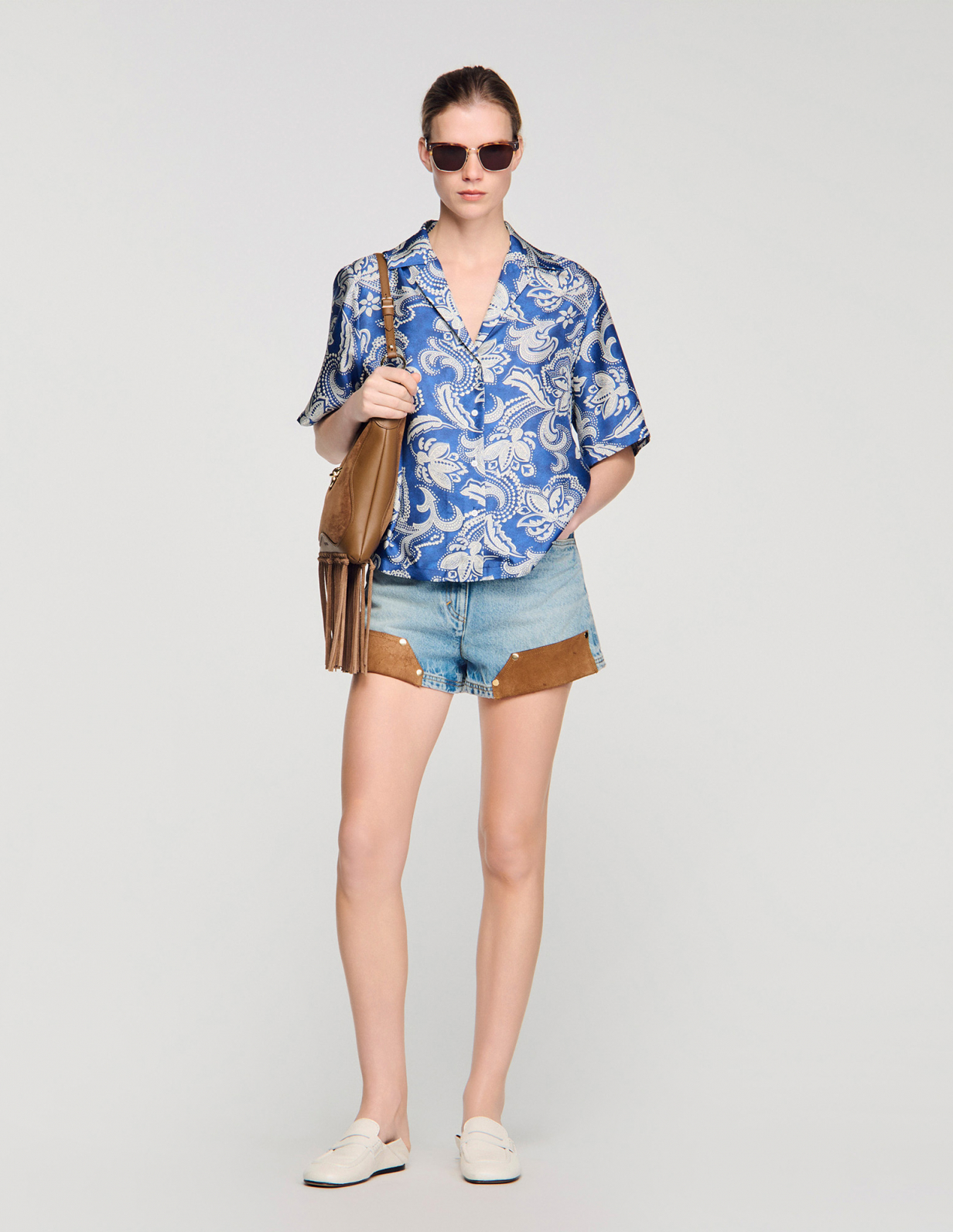 Женская рубашка с цветочным принтом_1