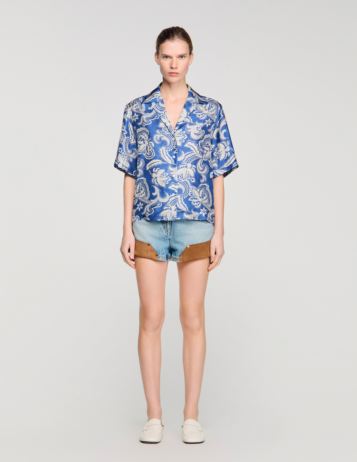 Женская рубашка с цветочным принтом_2