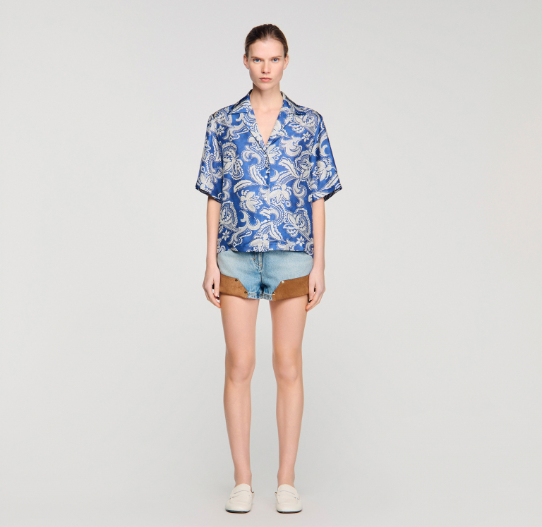 Женская рубашка с цветочным принтом