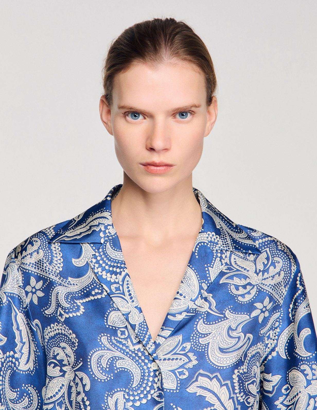 Женская рубашка с цветочным принтом_3