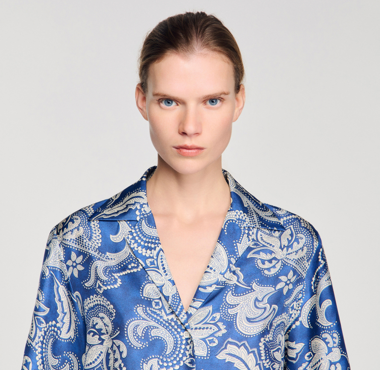 Женская рубашка с цветочным принтом