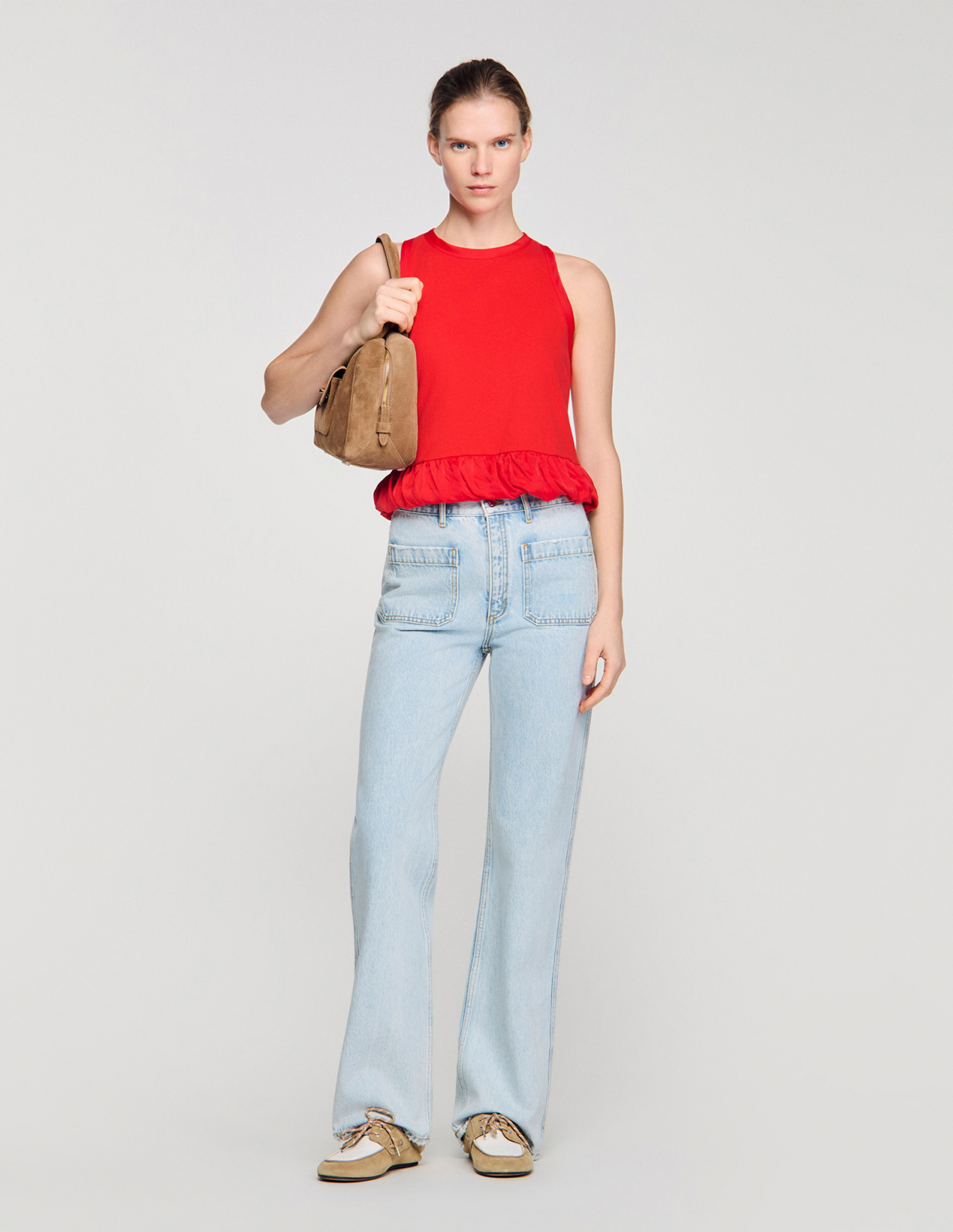 Жіночі блакитні прямі джинси_1