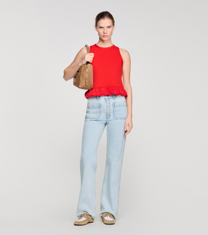 Жіночі блакитні прямі джинси