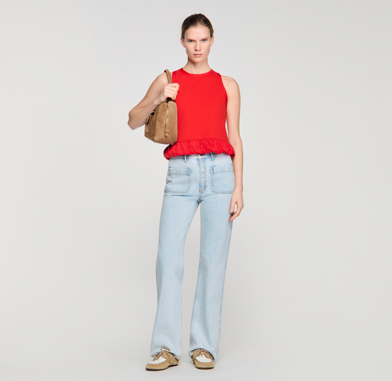 Жіночі блакитні прямі джинси