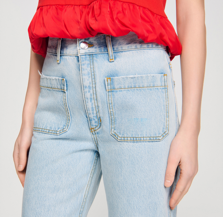 Жіночі блакитні прямі джинси