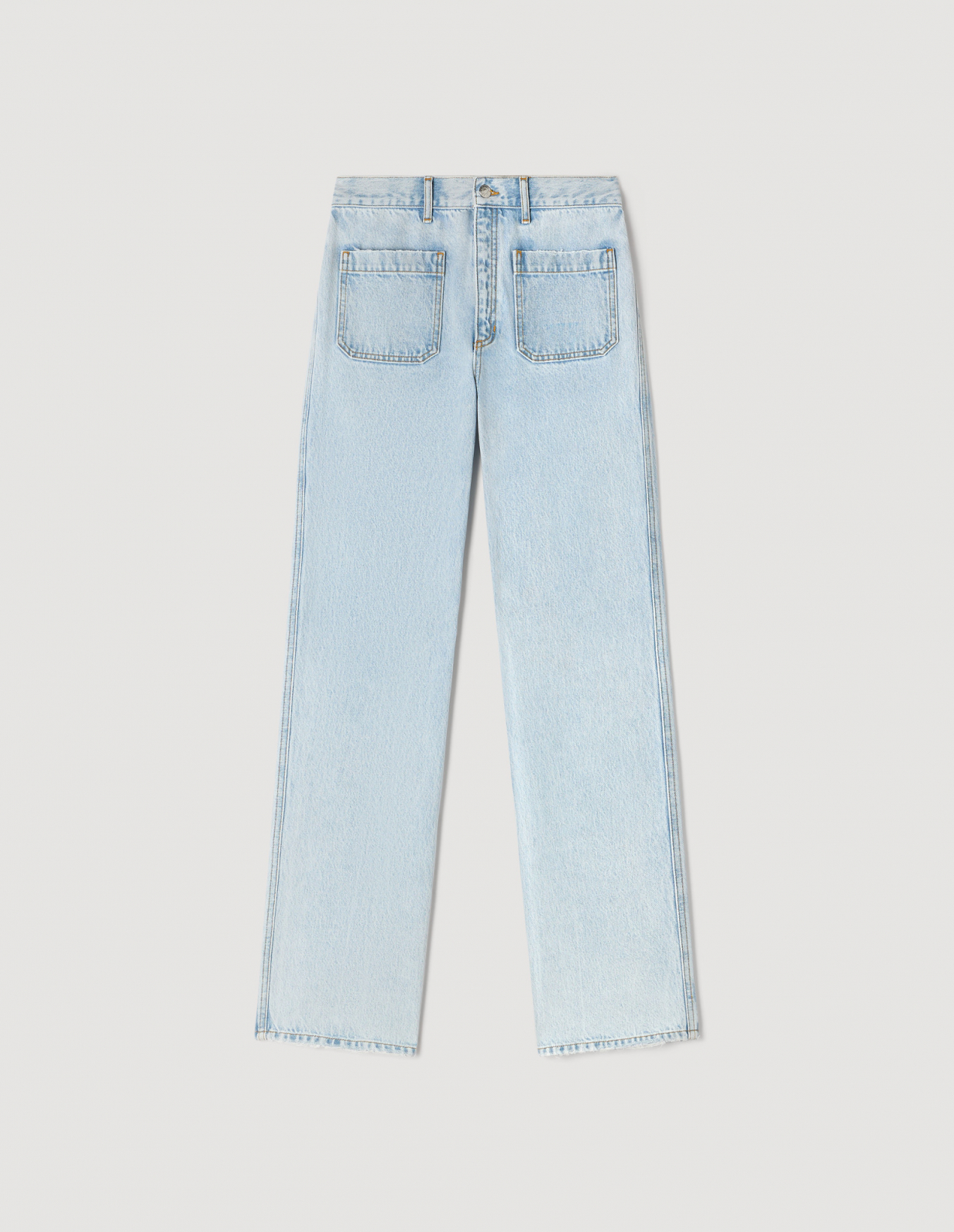 Жіночі блакитні прямі джинси_6