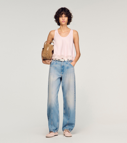 Жіночі джинси-балони з ефектом потертості