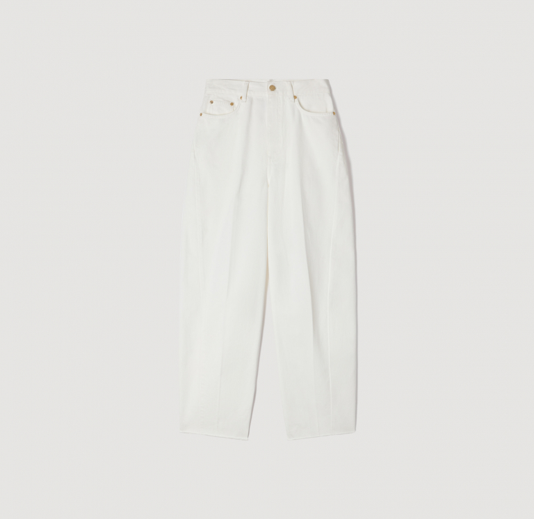 Женские белые широкие джинсы