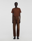 Мужские коричневые джинсы с эффектом потертости