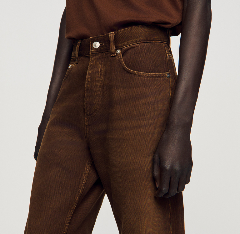 Чоловічі коричневі джинси з ефектом потертості