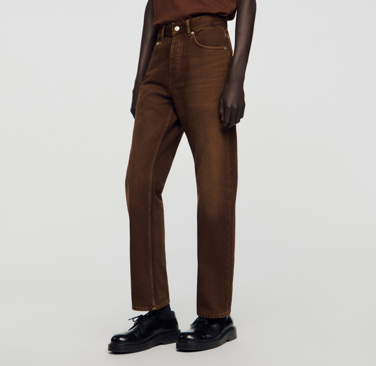 Чоловічі коричневі джинси з ефектом потертості