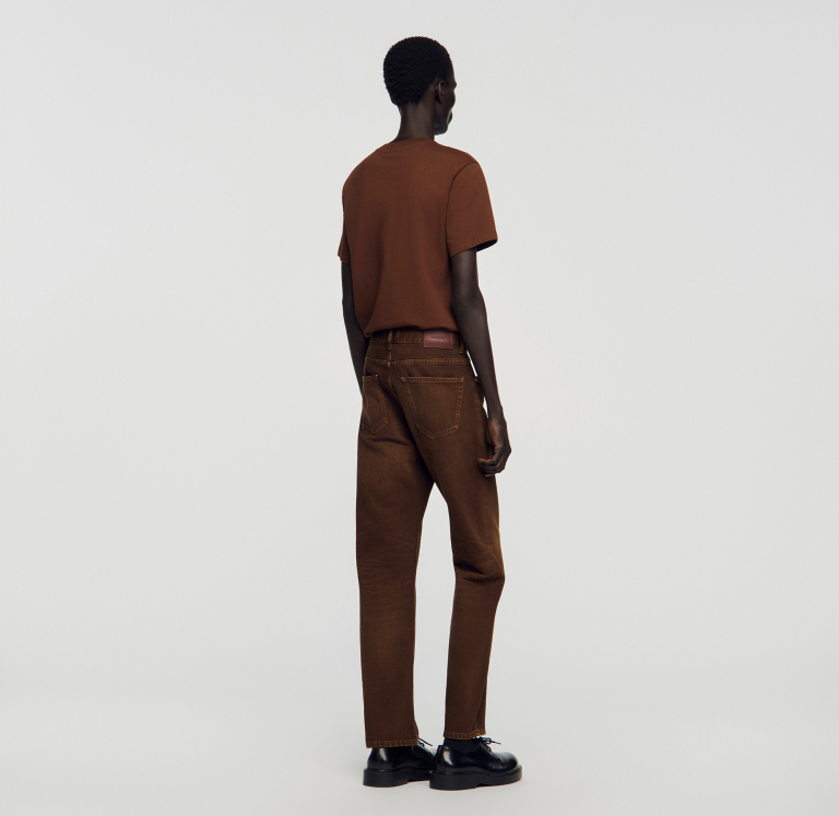 Чоловічі коричневі джинси з ефектом потертості