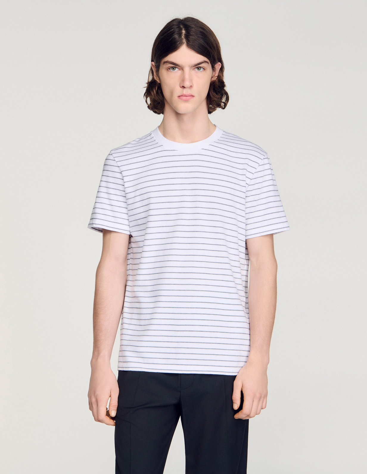 Мужская белая полосатая футболка_4