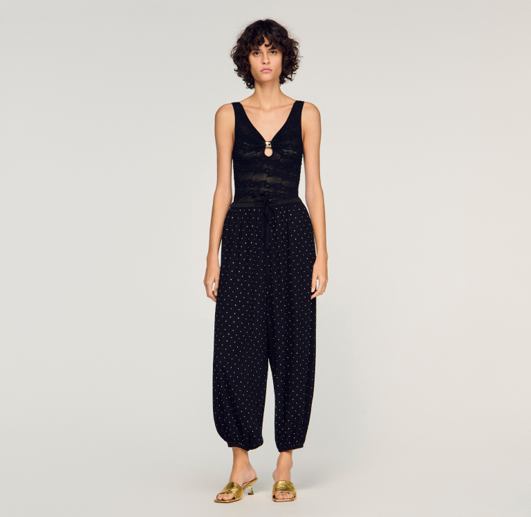 Жіночий чорний сітчастий боді