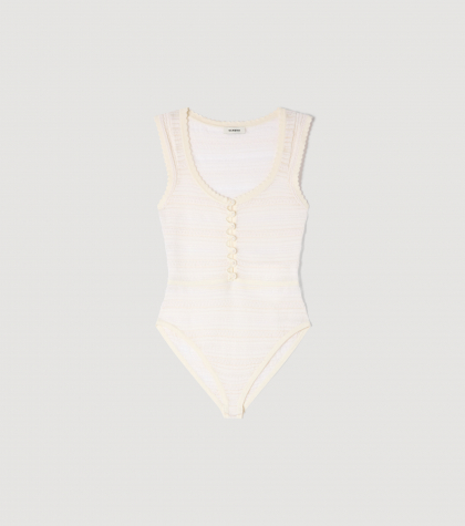 Женский молочный вязаный боди