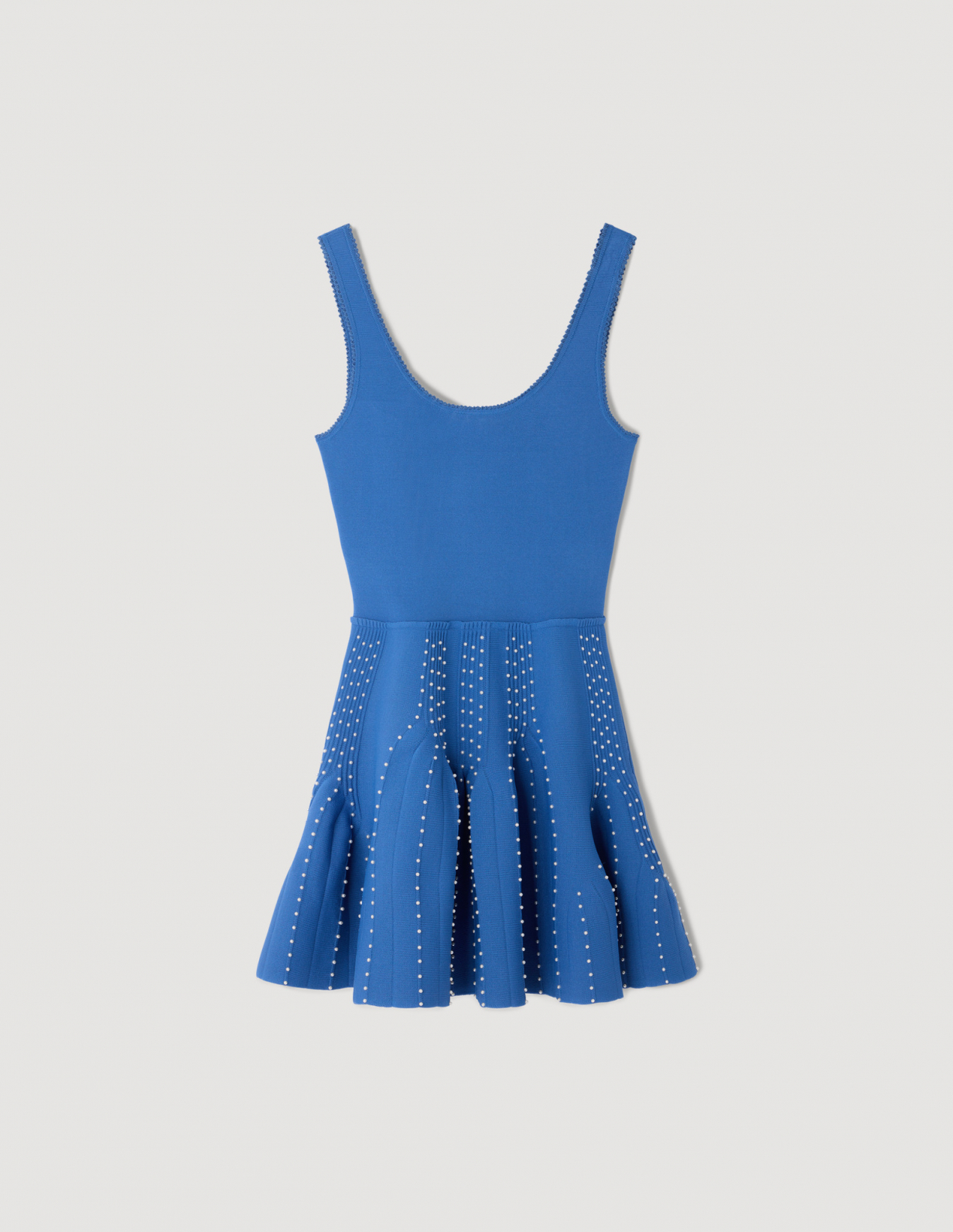 Женское короткое вязаное платье с бисером_6