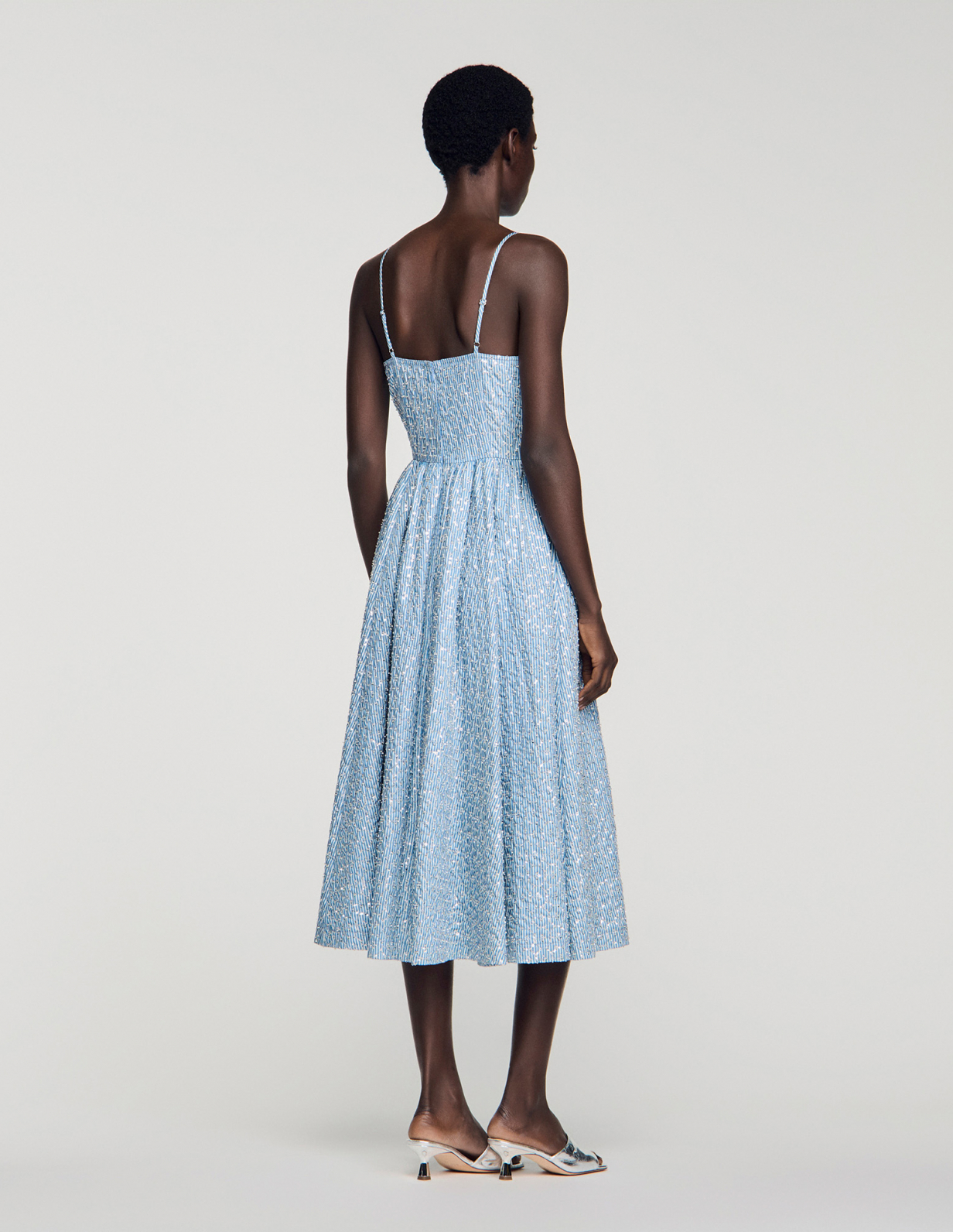 Жіноча довга сукня, розшита паєтками_5