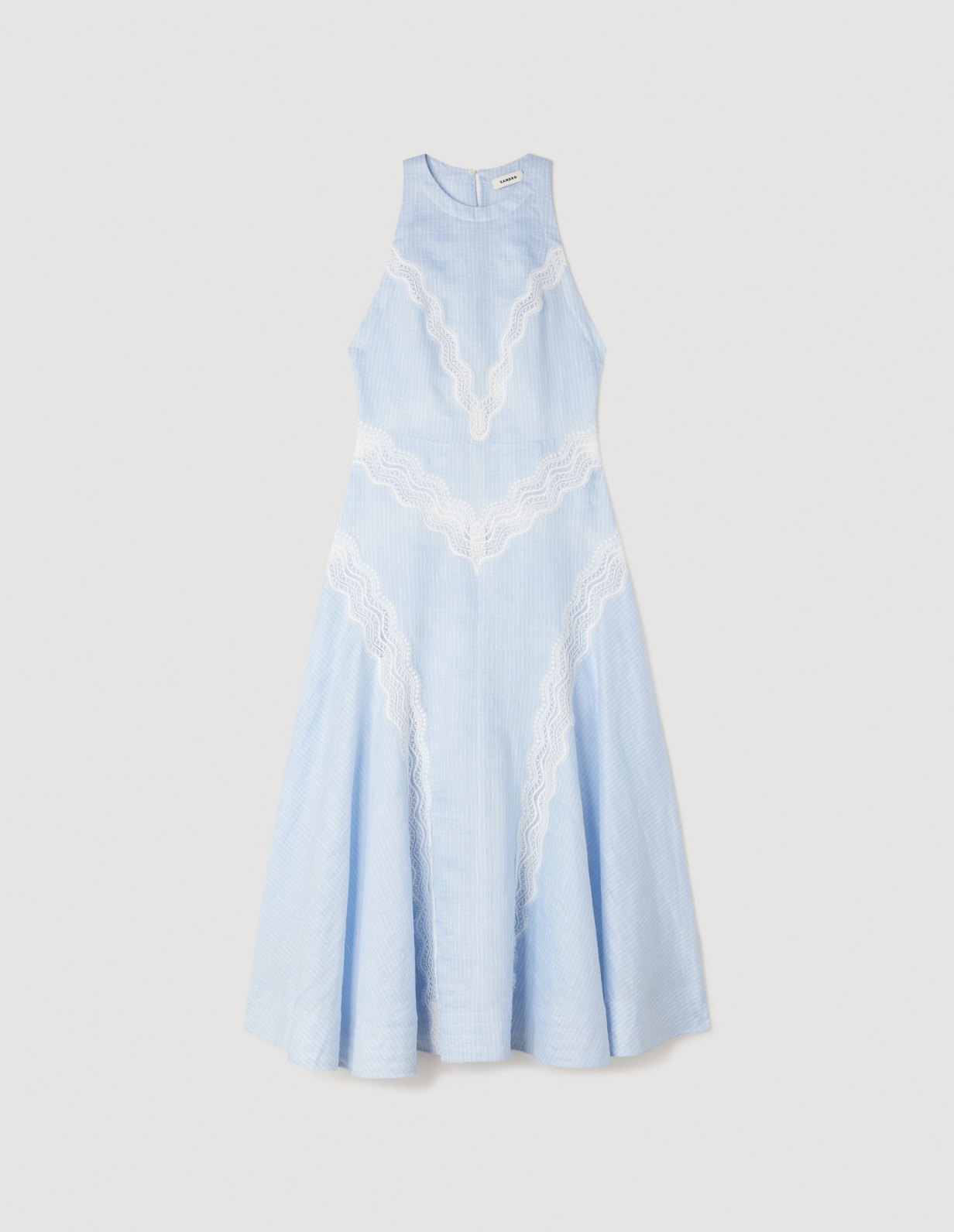 Женское длинное платье с кружевной отделкой_6