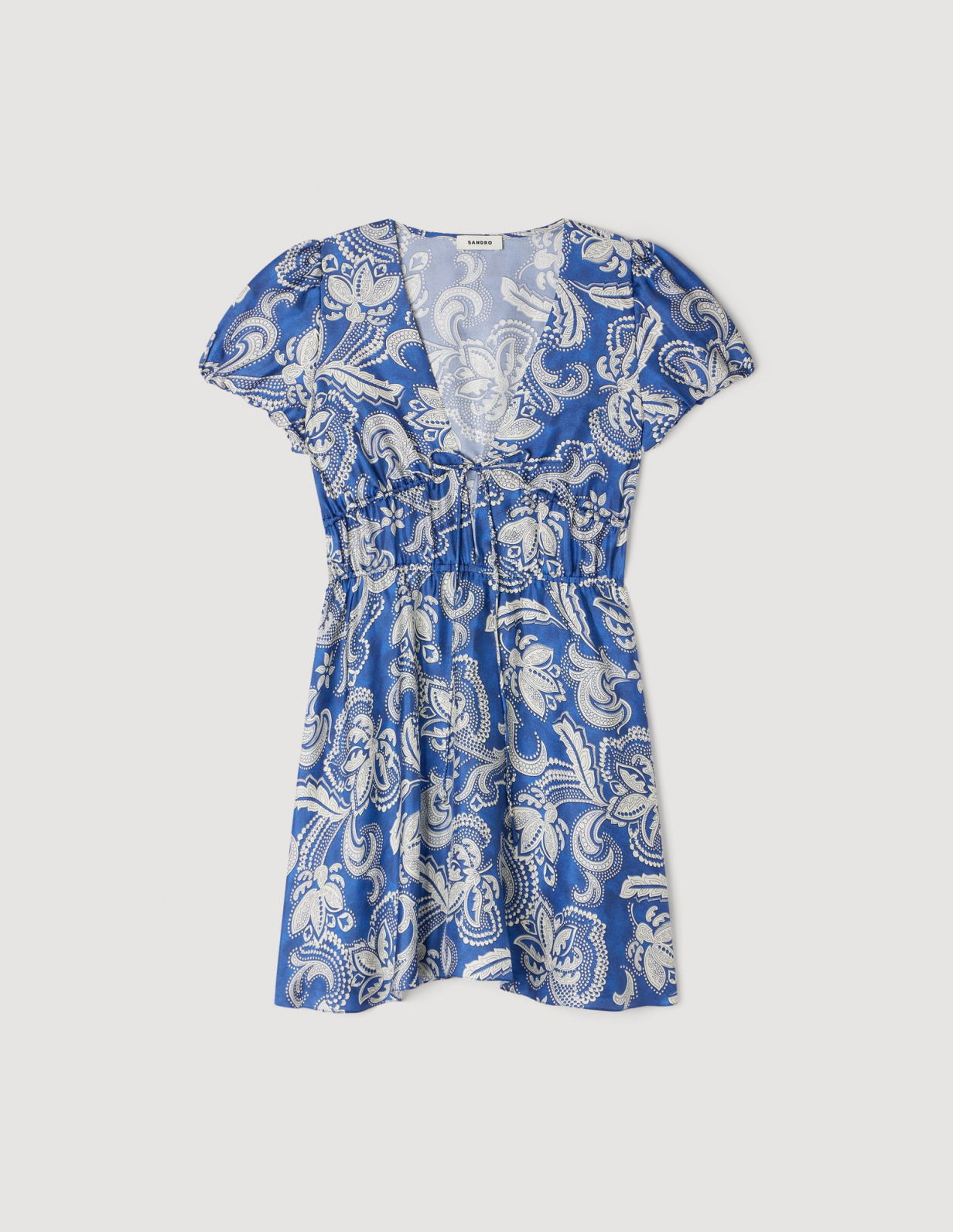 Женское короткое платье с цветочным принтом_6