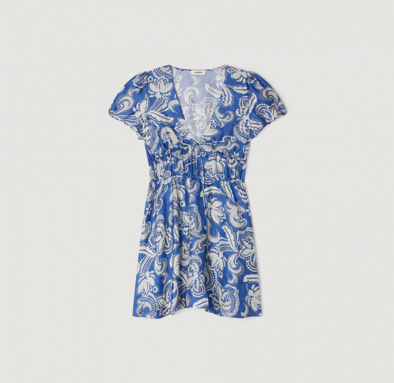 Женское короткое платье с цветочным принтом