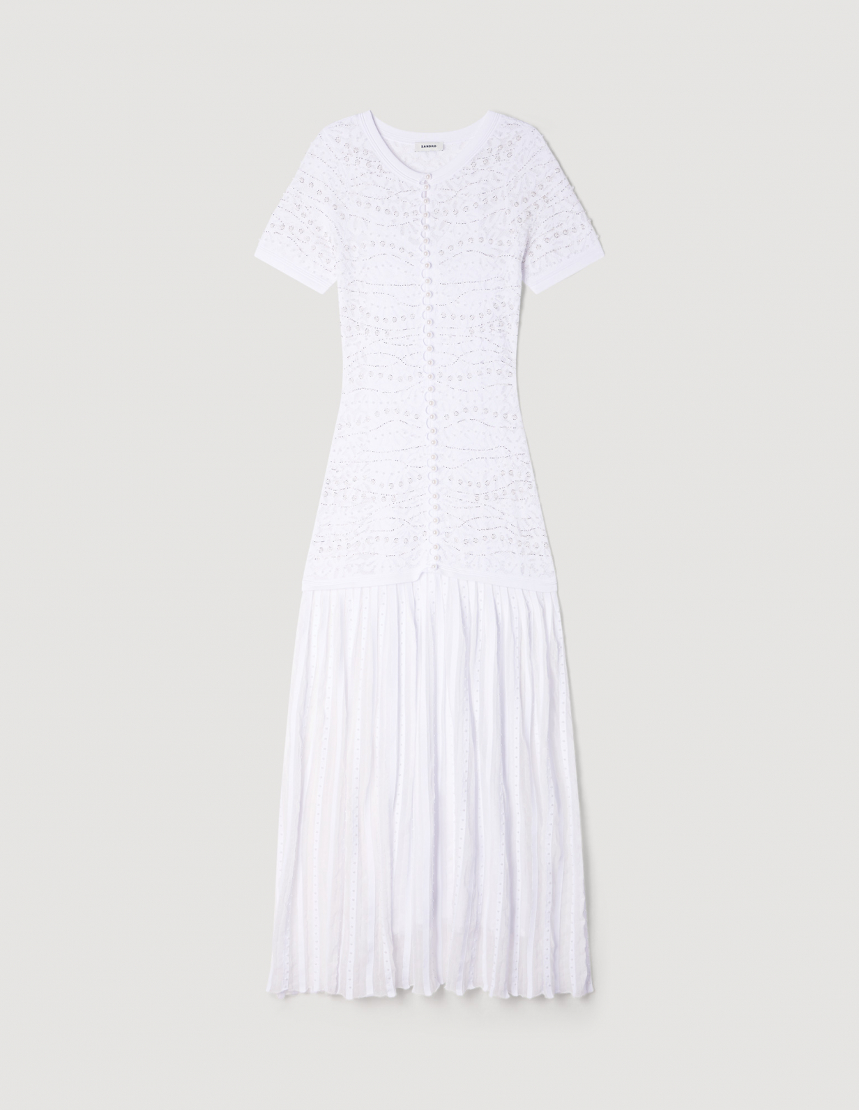 Женское белое вязаное платье с жемчугом_6