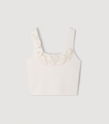 Женский вязаный топ с цветочным узором