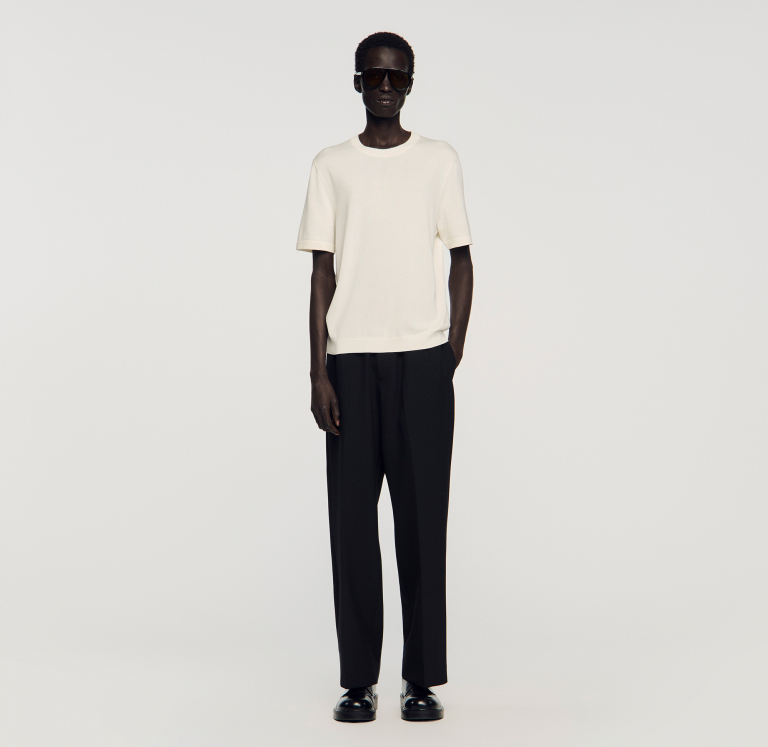 Мужская белая вязаная футболка