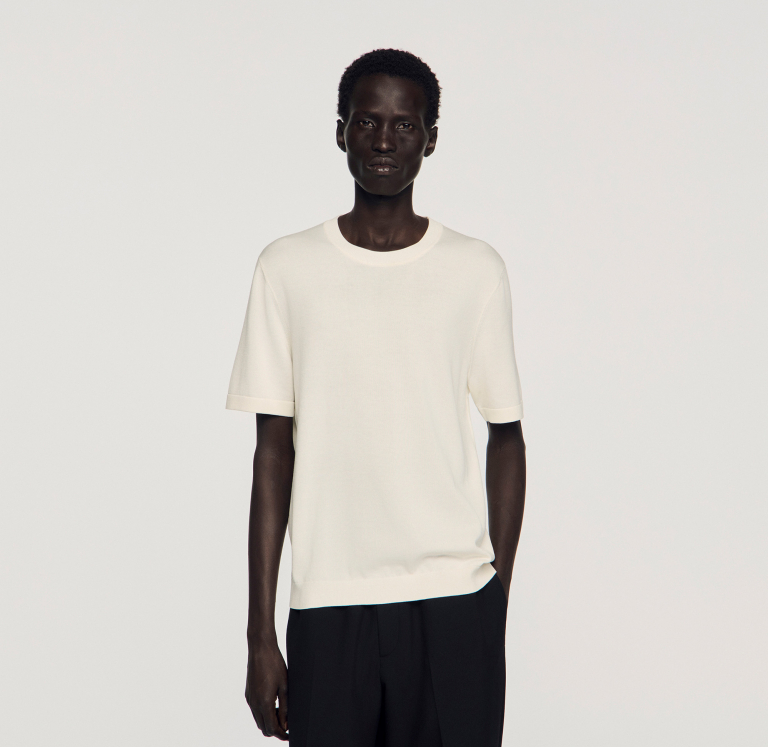 Мужская белая вязаная футболка