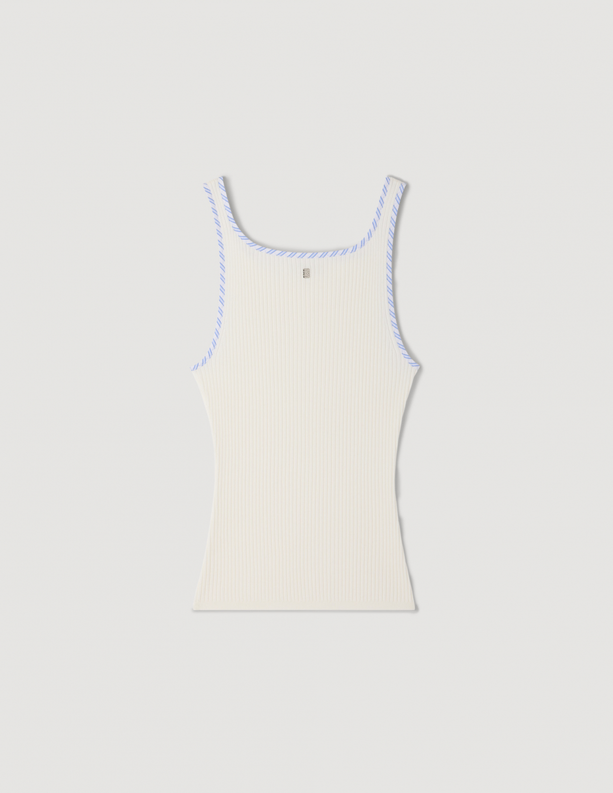 Женский молочный топ с контрастной отделкой_6