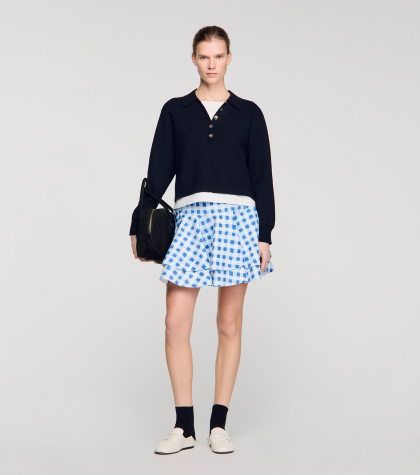 Жіночий синій джемпер з контрастними вставками