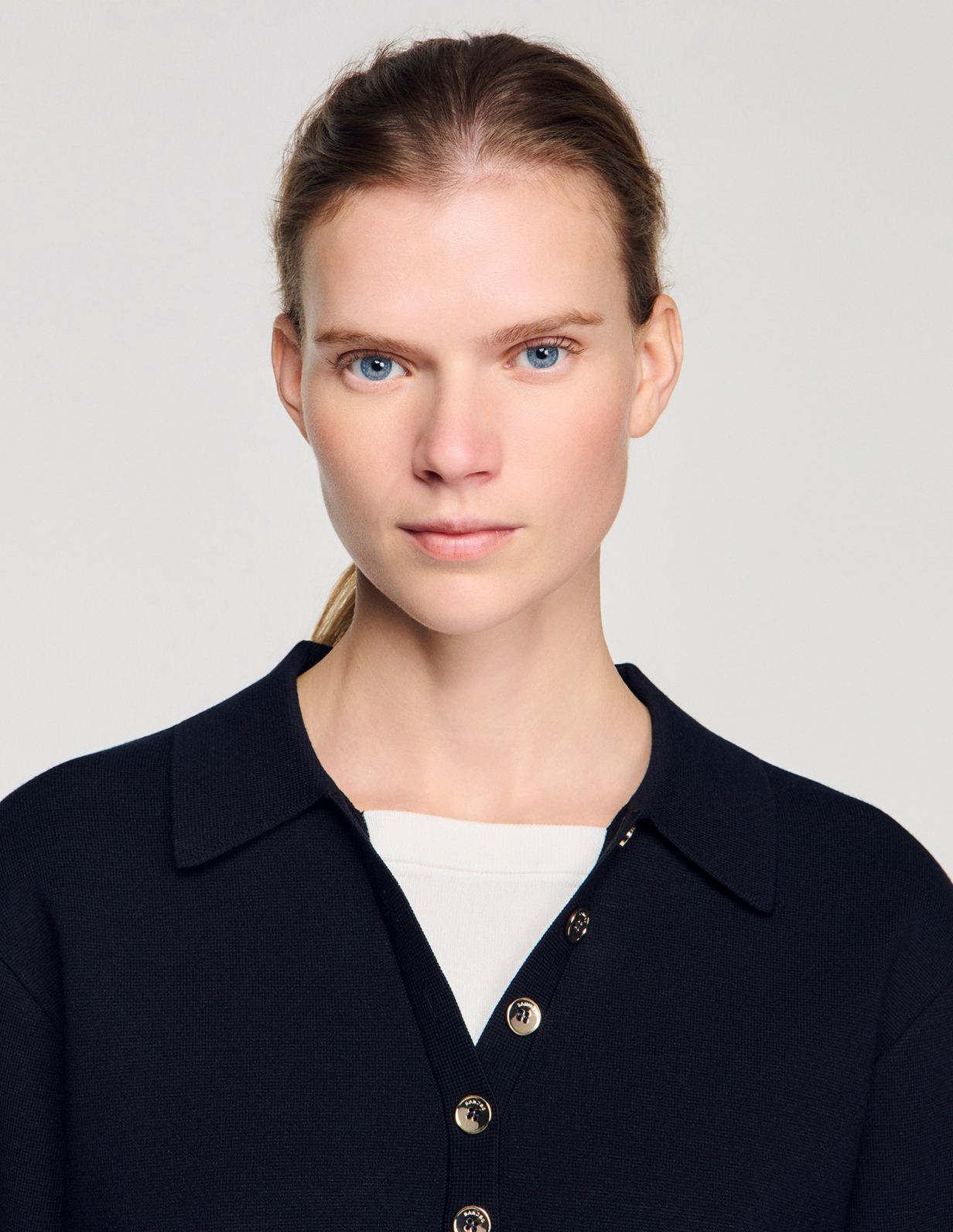 Жіночий синій джемпер з контрастними вставками_3