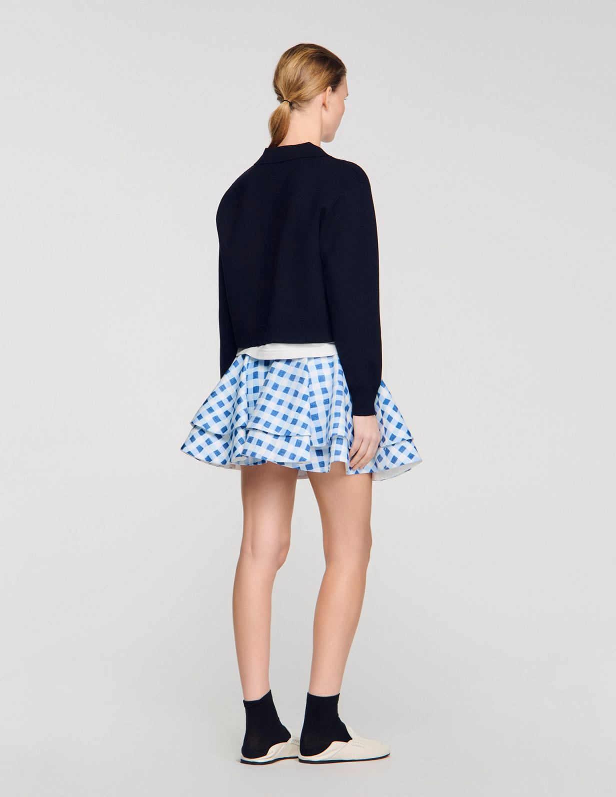 Жіночий синій джемпер з контрастними вставками_5