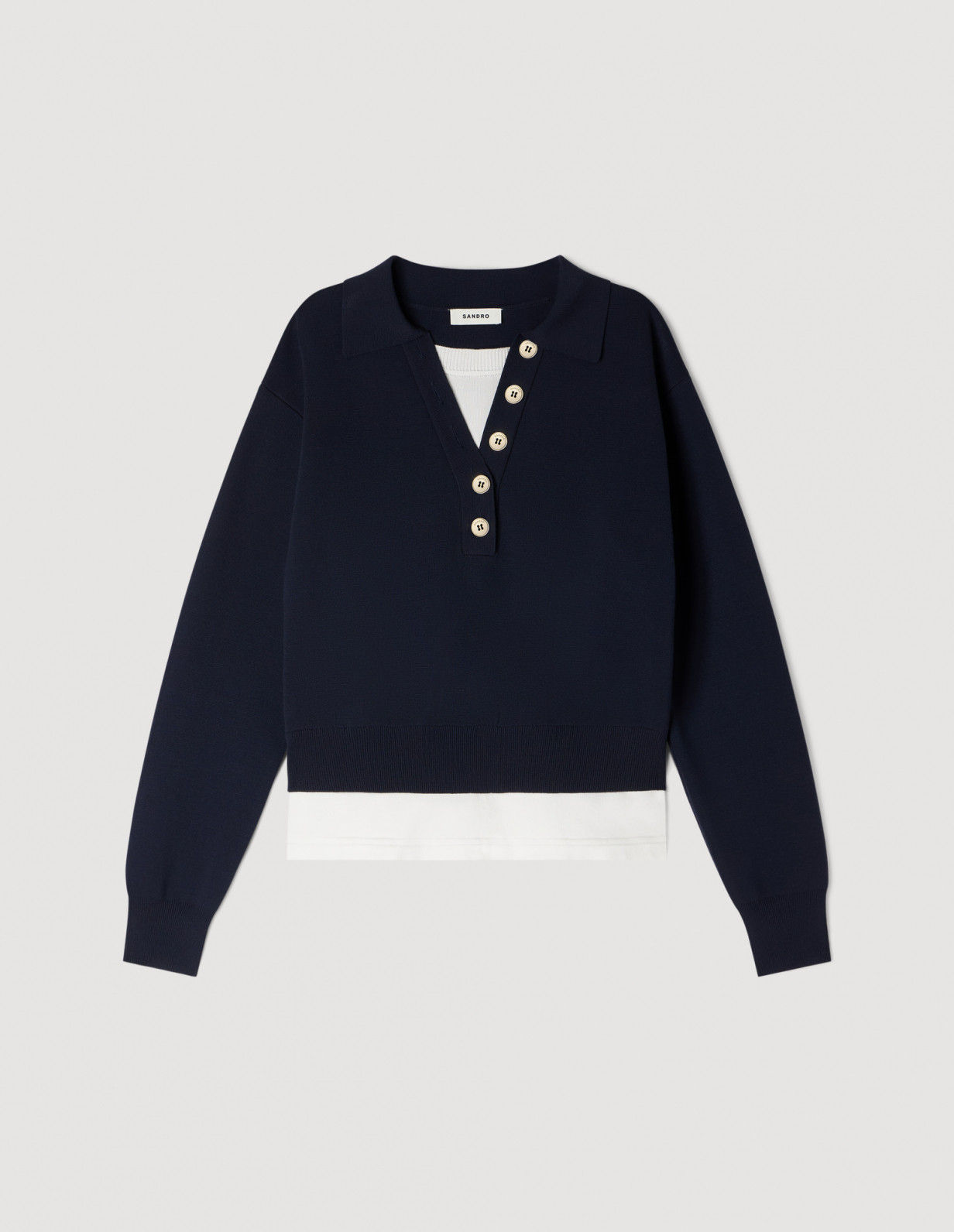 Жіночий синій джемпер з контрастними вставками_6